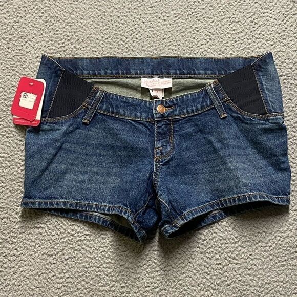 Isabel Maternity Shorts Womens Size 4 Blue Midi Jeans Denim - Picture 1 of 12